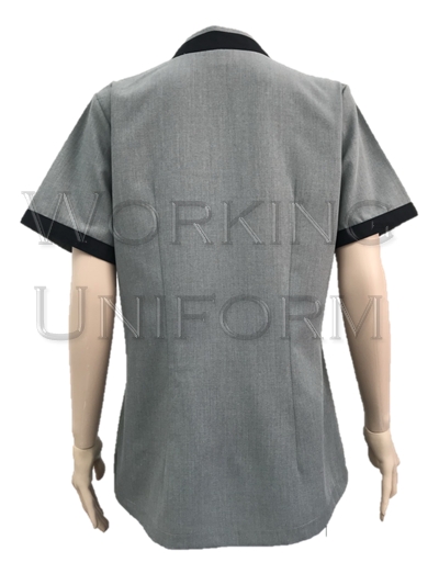 เสื้อแม่บ้านสีเทา คอวี แต่งดำ (ผ้าโทเร) IN STOCK เสื้อแม่บ้านสีเทา คอวี แต่งดำ (ผ้าโทเร) IN STOCK