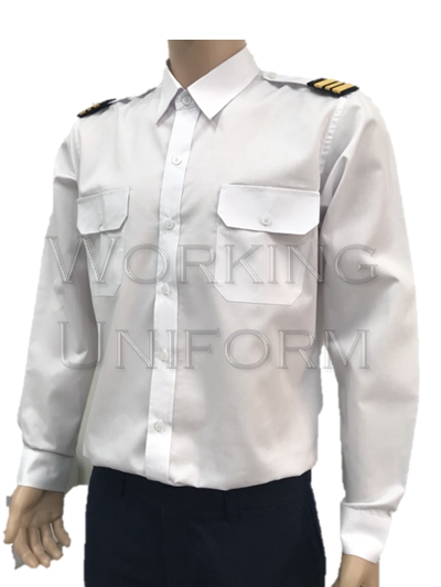 เสื้อนักบินชายสีขาว แขนยาว ผ้าคอมทวิว IN STOCK ไม่รวมบั้ง เสื้อนักบินชายสีขาว แขนยาว ผ้าคอมทวิว IN STOCK ไม่รวมบั้ง
