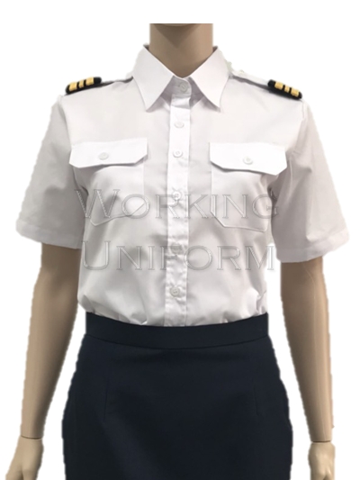 เสื้อนักบินหญิงแขนสั้น ผ้าคอมทวิว IN STOCK (ไม่รวมบั้ง) เสื้อนักบินหญิงแขนสั้น ผ้าคอมทวิว IN STOCK (ไม่รวมบั้ง)