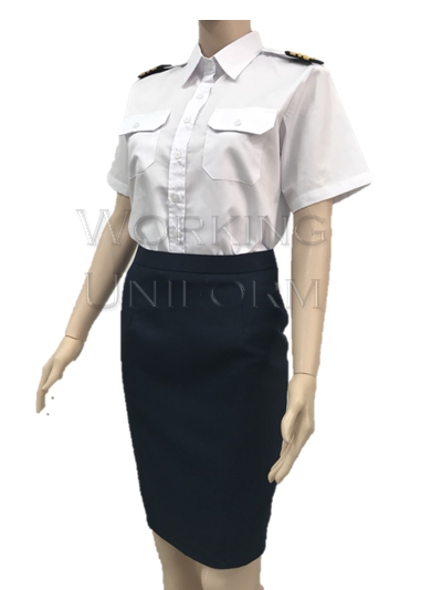 เสื้อนักบินหญิงแขนสั้น ผ้าคอมทวิว IN STOCK (ไม่รวมบั้ง) เสื้อนักบินหญิงแขนสั้น ผ้าคอมทวิว IN STOCK (ไม่รวมบั้ง)