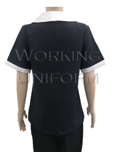 เสื้อแม่บ้านสีกรมท่า คอบัวปกขาว IN STOCK เสื้อแม่บ้านสีกรมท่า คอบัวปกขาว IN STOCK