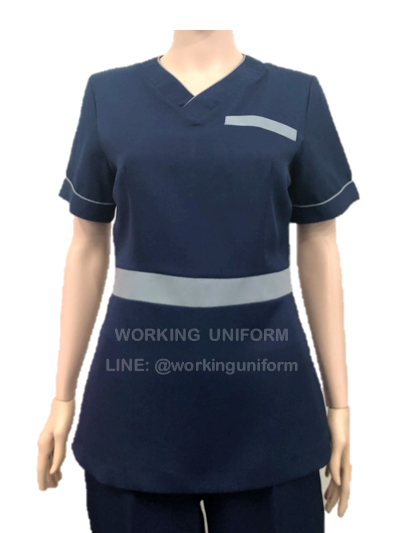 เสื้อนวดสปา เสื้อสปาคอวีสีกรมท่า กุ๊นเทา IN STOCK เสื้อนวดสปา เสื้อสปาคอวีสีกรมท่า กุ๊นเทา IN STOCK