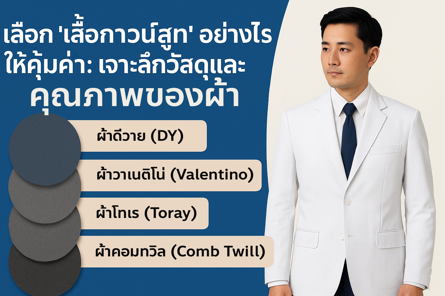 เลือก "เสื้อกาวน์สูท" อย่างไรให้คุ้มค่า: เจาะลึกวัสดุและคุณภาพของผ้า