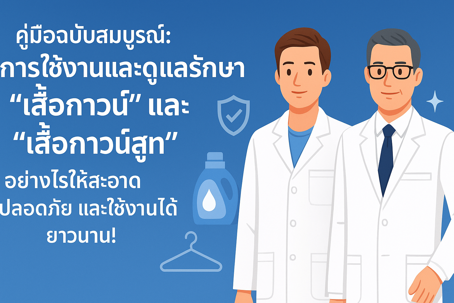 คู่มือฉบับสมบูรณ์: การใช้งานและดูแลรักษา "เสื้อกาวน์" และ "เสื้อกาวน์สูท" อย่างไรให้สะอาด ปลอดภัย และใช้งานได้ยาวนาน!
