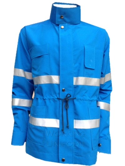 เสื้อหน่วยกู้ภัย เสื้อหน่วยกู้ชีพ เสื้อผจญเพลิงสีฟ้าติดสะท้อนแสง