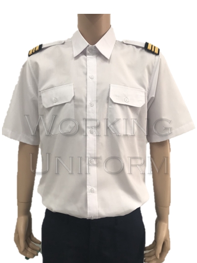 เสื้อนักบิน ชายสีขาว แขนสั้น (ไม่รวมบั้ง) ผ้าคอมทวิว IN STOCK เสื้อนักบิน ชายสีขาว แขนสั้น (ไม่รวมบั้ง) ผ้าคอมทวิว IN STOCK
