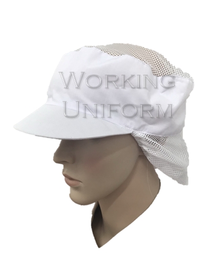 หมวกแก๊ปแม่ครัวสีขาว ด้านบนและล่างตาข่าย IN STOCK