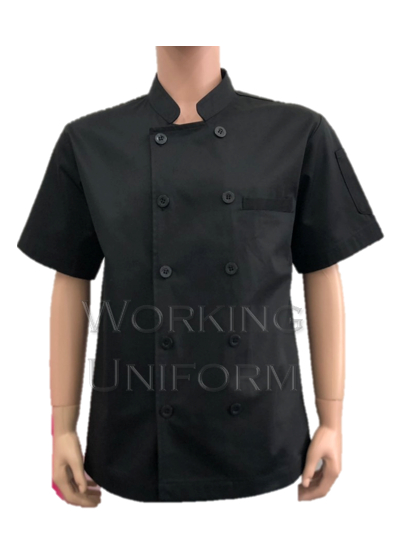 เสื้อกุ๊กเสื้อเชฟ เสื้อพ่อครัวสีดำ IN STOCK