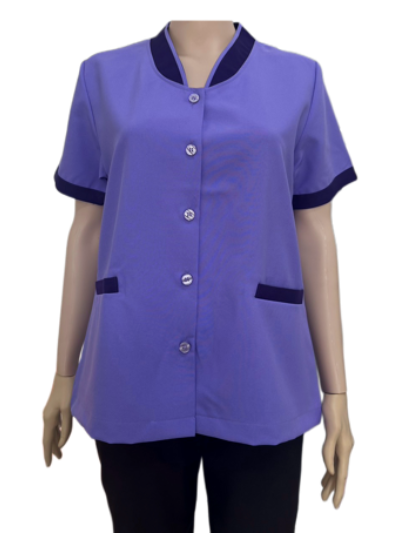 เสื้อแม่บ้านสีม่วง คอวี แต่งม่วง IN STOCK