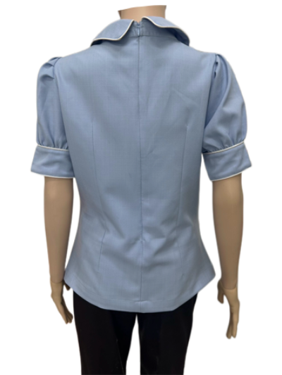 เสื้อแม่บ้าน คอบัว สีฟ้า กุ๊นขาว IN STOCK เสื้อแม่บ้าน คอบัว สีฟ้า กุ๊นขาว IN STOCK