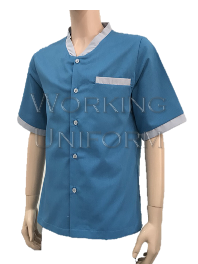 เสื้อเสิร์ฟ ชาย สีฟ้า กุ๊นเทา ผ้าโทเร IN STOCK เสื้อเสิร์ฟ ชาย สีฟ้า กุ๊นเทา ผ้าโทเร IN STOCK