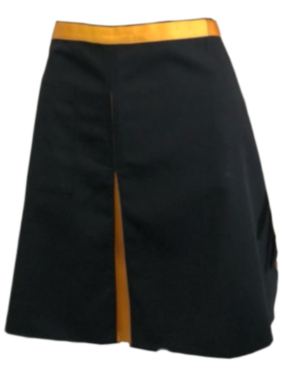 ผ้ากันเปื้อนครึ่งตัวสั้น สีดำ คลิปเหลืองทอง IN STOCK