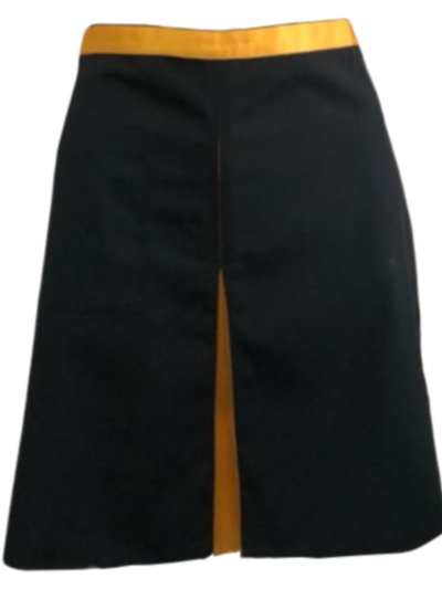 ผ้ากันเปื้อนครึ่งตัวสั้น สีดำ คลิปเหลืองทอง IN STOCK