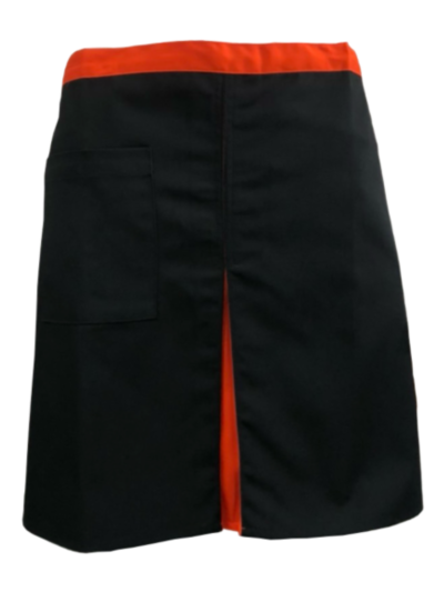 ผ้ากันเปื้อนครึ่งตัวสั้น สีดำ คลิปส้ม IN STOCK