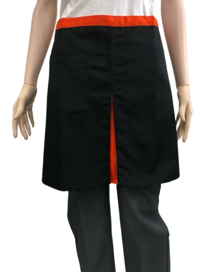 ผ้ากันเปื้อนครึ่งตัวสั้น สีดำ คลิปส้ม IN STOCK