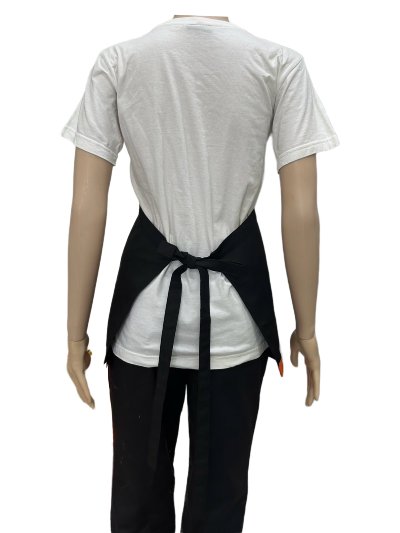 ผ้ากันเปื้อนครึ่งตัวสั้น สีดำแถบส้ม  IN STOCK