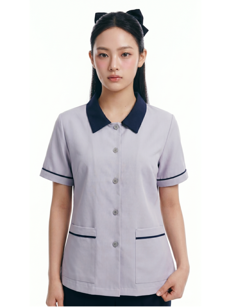 เสื้อแม่บ้านสีเทาอ่อน แต่งกรมท่า IN STOCK